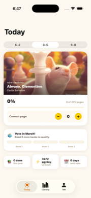 Sunshine State Reader Today tab showing reading progress